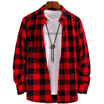 Plaid Long Sleeve Polo Shirt